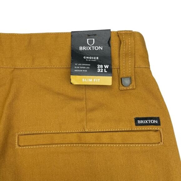 NWT BRIXTON Men's Choice Chino Slim Pant Sz 28 X 32 Golden Brown - Picture 7 of 7